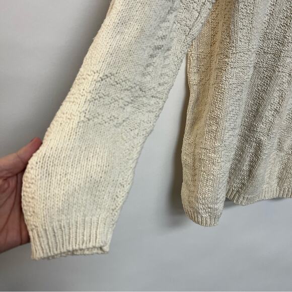 80s Vintage Cream Nova Check Plaid Embroidered Sweater Mock Neck Pullover Small - Picture 3 of 9